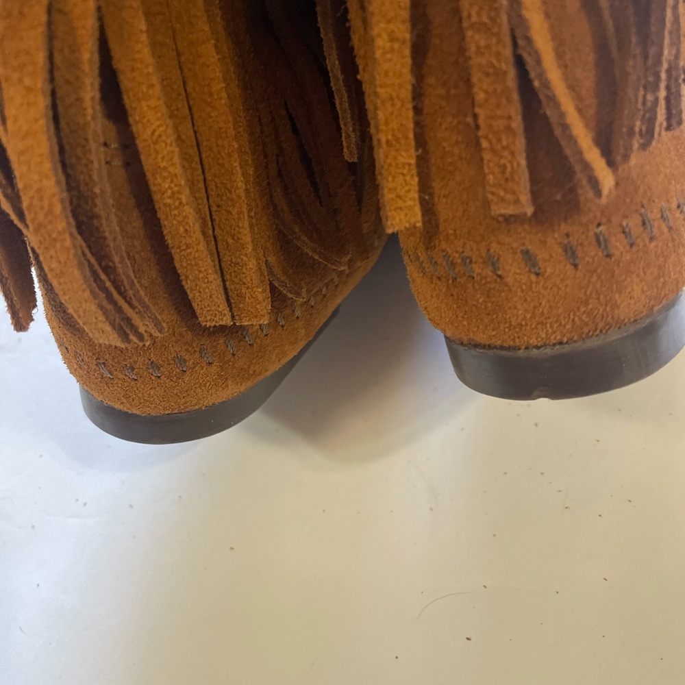 Fringe Suede Mid-Calf Boots - Brown - Picture 9 of 12